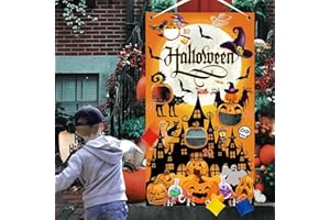 bannière de jeux de lancer d'halloween, jeu de lancer de sac de fèves d'halloween, pour Halloween Toile de Fond Décoration de Porte Bannière Carnaval Enfants Adultes Jeux de Fête (29.5 * 53in)