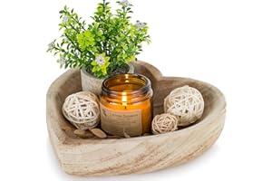 Hanobe Dekoracyjna miska na ciasto serce: drewniane małe miski dekoracja drewniana rustykalna do klucza Potpourri centralny element stołu 20 cm