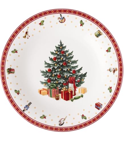 Tognana Assiette Panettone Christmas Land 30 Cm - Porcelaine Fine Multicolore, Motif Noël Festif, Micro-ondes & Lave-vaisselle