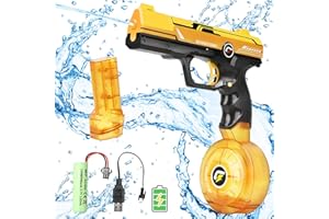 INSOON Electric Water Gun Pistol - Rechargeable Automatic Water Pistols with 450 CC + 58 CC Large Capacity | 32 FT Squirt Guns Spray Blaste Summer Beach Pool Outdoor Toys for Adults Kids (Orange))