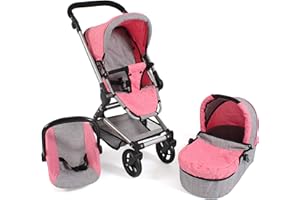 Bayer Chic 2000-Carrito de muñecas Combinado Fides 3 en 1, Color Gris y Rosa (645 57)