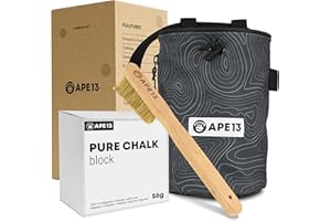 APE13® Chalk Bag zum Klettern und Bouldern (als Set & Einzeln) - inkl. Gurtband, Tasche, Halter für Bürste - Boulder Beutel für Magnesium - Kletter Chalkbag groß für Kalk/Kreide/Magnesia
