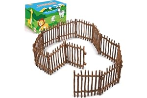 EYSCOTA 12PCS Realistic Toy Fence, Large Corral Fencing Panel Accessories Playset, Farm Fence Toys for Barn Paddock Horse Stable Horses Figurines, Educational Gift for Kids Toddler