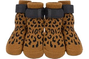 PETLOFT Lot de 4 paires de chaussettes antidérapantes pour chiens Taille petite et moyenne, chats, chiots, animaux de compagnie âgés avec sangle réglable