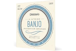 D'Addario EJ69 Fosfor 5-strängad kulände banjosträng, brons, ljus, 9-20