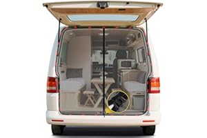 XCBYT Moustiquaire pour porte arrière de voiture, compatible avec VW T5 T6, fermeture éclair magnétique, moustiquaire de voiture, protection solaire, filet d'ombrage, filet d'ombrage, camping