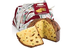 Panettone Italien Artisanal 1 Kg - Panettone Classique, Pasticceria Fraccaro 1932, Aux Fruits Confits et Raisins Secs, Panettone Milanais au Levain Naturel avec Levure Mère, Ligne Emballage Cadeau 1Kg