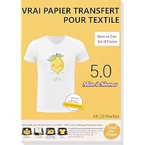 Papier Transfert Textile TransOurDream - 10 Feuilles A4 - Pour T-shirts Blancs - Jet D'Encre/Laser