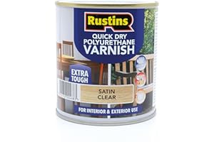 RustinsQuick Dry Poly Varnish Satin Clear 500ml -Tough, Water-Based Clear Finish in Gloss, Matt or Satin; Durable Protection for Interior Wood, Furniture and Floors