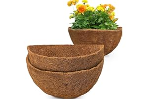 GOTVUGE Lot de 2 doublures demi-rondes en fibre de coco naturelle de 30,5 cm pour intérieur et extérieur, panier suspendu dans des boîtes de fenêtre