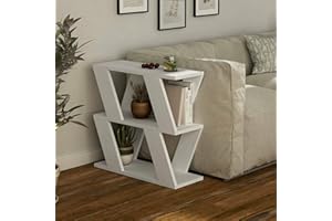 Dmora - Tavolino da Salotto Thalia, Tavolo Basso da caffè, Portariviste per Divano, Ripiano da Soggiorno, 60x22h57 cm, Bianco