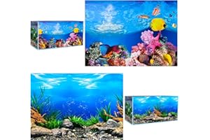 VLYX Décor Adhésif 3D PVC pour Aquarium 62x30cm, Thème Océan Écologique pour Aquariums Eau Douce et Salée