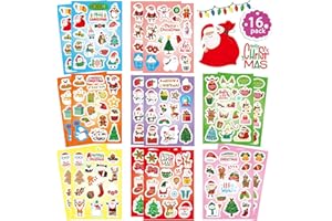 Fyvadio Adesivi Natalizi, 234 Pezzi per Bambini, Adesivi Impermeabili non Ripetibili, Regali per le Vacanze, Preferiti per Natalizio