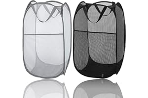 JSUOEO Cesta plegable de malla plegable para ropa sucia, paquete de 2 unidades, malla simplificada, para colada, cesta de malla para ropa sucia portátil