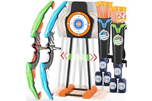 HYES Pfeil und Bogen Spielzeug für Kinder Bogenschießen Set mit Bogen, Saugnapf Pfeile, Stehend Bewegliches Ziel, Pfeilhalter, Score Ziele, Indoor Outdoor Spielzeug Geschenk für Jungen Mädchen