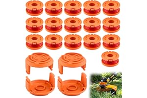 Foydream für Worx Rasentrimmer Spule, 20 Stück Trimmer Ersatzspule für Worx 20V Rasentrimmer Fadenspule, Ersatz Funktioniert WA0004.1 WA0010, Ø 1,65mm, 3m Länge, 16 Ersatzspulen + 4 Kappe WA6531