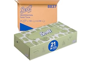 KLEENEX Scott Veline di Carta 8837, Veline a 2 Veli, con Carta certificata FSC, Veline bianche, Morbide e Resistenti, 21 Scatole da 100 strappi (2.100 strappi in totale)