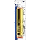 STAEDTLER 122-2 BK10 Noris HB Pencil with Eraser Tip, Double Stacked, Pack of 10