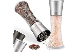ZOLMER Set 2 macina sale e pepe manuale con macinino in ceramica regolabile - Macina pepe e sale in acciaio inox di alta qualità - Macinino per pepe sale o peperoncino