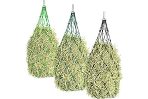 Cerkkapo Heunetz für Pferde, 3 Stück Heunetz, Heunetz für Pferde 36in,Heunetz Engmaschig (12.5 cm) mit Ringen und Karabinerhaken, Heusack, Heusack für Pferde für Pferde Ponys alte Pferde Ziegen Tiere