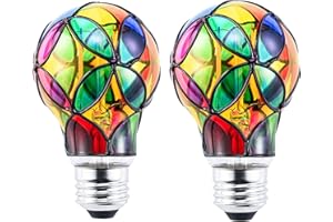 Lpraer 2 Pack E27 Edison Stained Glass LED Light Bulb Replacement for Table Lamp, Chandelier, Floor Lamp Bedroom Living Room Home Christmas Decoration Halloween
