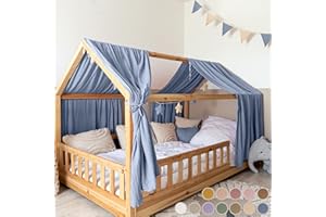 lilimaus Hausbett Himmel [in 12 Farben] Betthimmel Hausbett aus 100% Baumwolle Musselin - Stoffhimmel für Hausbett Deko Mädchen & Jungen - Himmel für Hausbett Kinder - Bett Vorhang Kinderbett