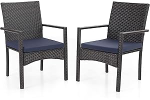 ‎MFSTUDIO MFSTUDIO Gartenstühle 2er Set, Rattan Stühle Mit Armlehne, Outdoor Kissen Wetterfest, Garten Balkon Terrassen Möbel Set Sessel, Braun und Schwarz