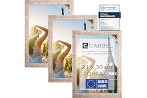 CABBEL zestaw 3 ramek do zdjęć DIN A4 21x30 drewniana ramka MDF z nietłukącym się szkłem akrylowym, idealna do kolaży, portretów i certyfikatów w kolorze brzozy