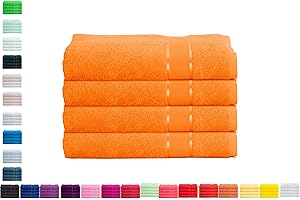 Mixibaby 4er Handtuchset Handtuch Handtücher 50cm x 100cm Frottee 100% Baumwolle 500g/qm, Farbe:Orange