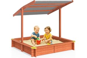 Spielwerk® 2-in-1 Max Sandpit | Tilt Roof | Canopy | UV50+ Protection | Soft Play | Ideal with Kinetic Sand | Toddler Toys | Play House with Ground Liner & Corner Protectors | 133x127x137 cm
