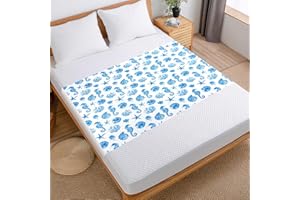 MOEMOE BABY Bettunterlage Wasserdicht für Kinder, 87x198cm/34x76in Wiederverwendbar Inkontinenz Bettunterlage Waschbar, wasserdichte Matratzenauflage Seepferdchen für Kingsize Bett