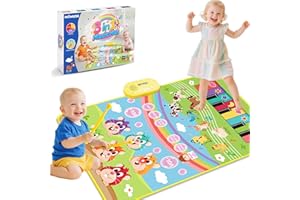 MOMUSE Tappeto Musicale con Gioco Colpisci la Talpa, Tappeto Pianoforte 3 in 1 per Bambini 1 2 3 Anni, Giocattoli Sensoriali Montessori per l'Apprendimento Precoce, Regali di Compleanno per 3 4 5 Anni