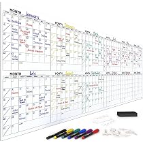 Calendrier Mural Effaçable à Sec 150x85cm - Annuel, Non Daté, Avec Liste De Tâches - 6