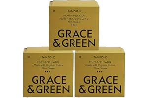 GRACE AND GREEN Grace & Green 54 Non-Applicator Tampons - Super Size | Eco-Friendly Period Products | Biodegradable Packaging | B-Corp Certified | Safe & Sustainable | 3 x 18 Pack | No Dye, Bleach or Fragrance