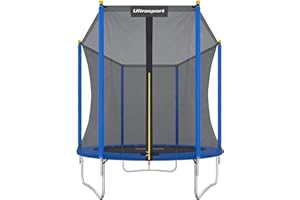 Ultrasport Uni-Jump Trampoline Exterieur Enfant Ø 140/183 / 244/305 / 366/460 cm Jusqu’à 150 kg avec Filet de Sécurité, Protection & Kit de Montage I Trampoline Enfant Extérieur Interieur