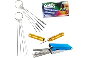 TCP Global Carburetor, Airbrush, Spray Gun 25 Piece Needle and Brush Cleaning Tool Set Kit - 18 Wire Needles, 5 Brushes, 1 Sharp Pick - Carb Cabon Jet Cleaner, Remove Nozzle Paint, Dirt, Tattoo Tube