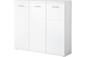 GERMANIA DIE MÖBELMACHER Germania 3523-84 Schuhschrank mit Hochglanz-Fronten GW-Adana in Weiß, 134 x 120 x 36 cm (BxHxT)