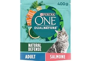 PURINA ONE Dualnature Crocchette Gatto Adult Ricco in Salmone e con Spirulina Naturale - 8 Pezzi
