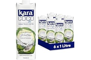 PICK N SAVE Kara Pure Coconut Water 6 x 1-Litre, Replenishing Refreshment for Natural Hydration, Coconut Taste, Packed With Electrolytes, Gluten Free, Full Of Vitamin C