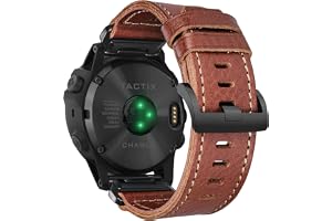 Klockarmband i äkta läder, kompatibelt med Garmin-klockarmband, armband i retrostil/vintagestil för fênix/Forerunner/Vivoacti