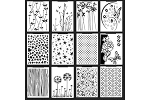 ANBOO Lot de 12 pochoirs de gaufrage en plastique pour cartes de bricolage, fabrication de cartes, album photo, scrapbooking et décoration Motif