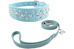 Newtensina Collier de Chien de Mode et Laisse Set Bling Collier de Chien Mignon Diamante avec des laisses