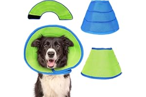 DINGBLUE Dog Cone After Surgery Soft, Adjustable Breathable Recovery Dog Cone Collar Pet Protective Neck Cone for Medium to Large Dogs Fast Healing Anti-Bite Anti-Lick (L-Neck:38-44cm/14.9-17.3in)