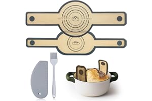 EOPUOZS 2 Piezas Tapetes de Silicona para Dutch Oven, Silicona para Hornear con Espátula y Pincel, Alfombrillas de Hornear Reutilizablecon, Gris