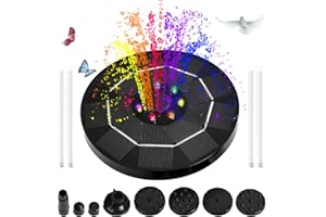 ZEALBEA FOCUS Solar Water Fountain with 7 Color LED Lights, 3.5W Solar Fountain Pump with 1500mAh (Black)