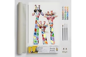 DonElton Pintar por Números para adultos Animales - 40x50 cm Kits de pintura con Pinceles, colores acrílicos y lienzo de lino, Sin marco - Regalo creativo (Familia de Jirafas)