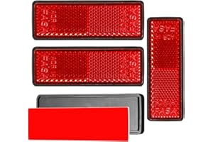 AGRISHOP 4x Red Trailer Rectangular Reflectors,97.7x32x9mm,Reflective Red Rear Reflector Self Adhesive for Trailer, Gate Posts,Fence,Cat’s Eye,Reflectors for RV Bike Lorry (Rectangular/Adhesive/Red)