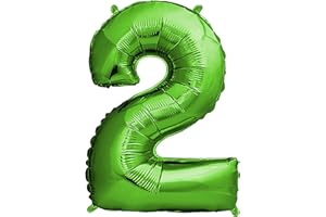 envami® Globos de Cumpleãnos 2 Verde - 101 CM Globo 2 Años - Globo Numero 2 - Decoracion 2 Cumpleaños Niñas - Globos Numeros Gigantes para Fiestas - Vuelan con Helio