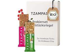 ‎TZAMPAS TZAMPAS Müsliriegel BIO 9x70g · Frühstücksriegel Clean Eating · Superfood Riegel · Sportlernahrung & Notfallnahrung · Try-Me Probierset