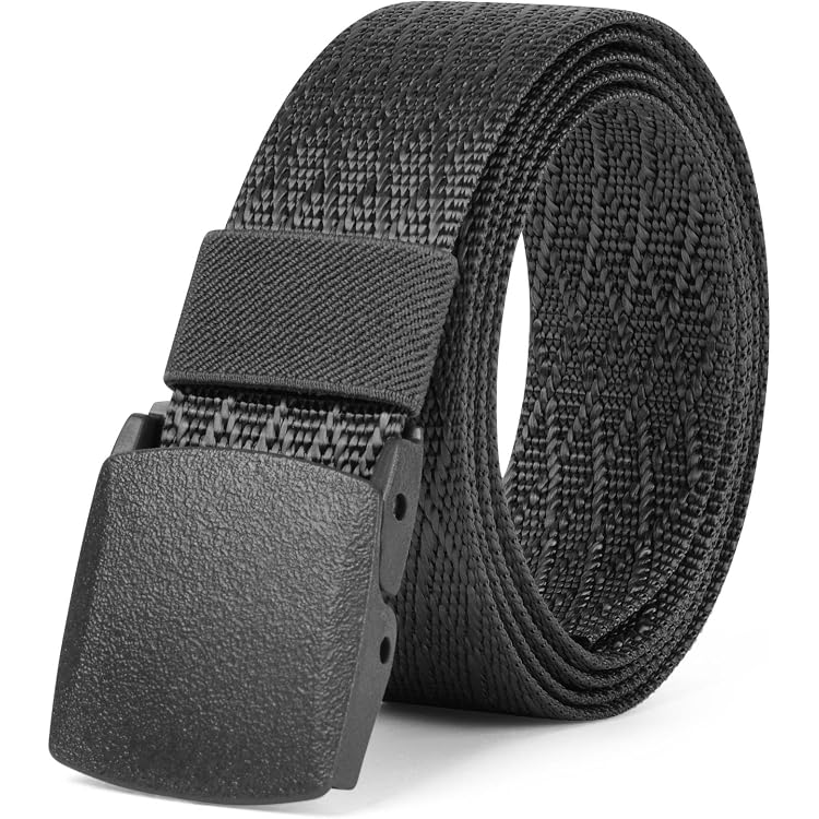Zourglow Cintura di Nylon Uomo, 3 Pezzi Regolabile Cintura da Lavoro con Plastica Fibbia, Cintura Tattica Militare per Sport Tempo (Nero